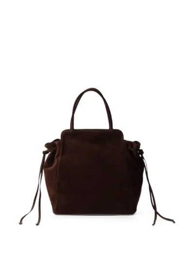 Prada Carry Medium Suede Bag In Brown