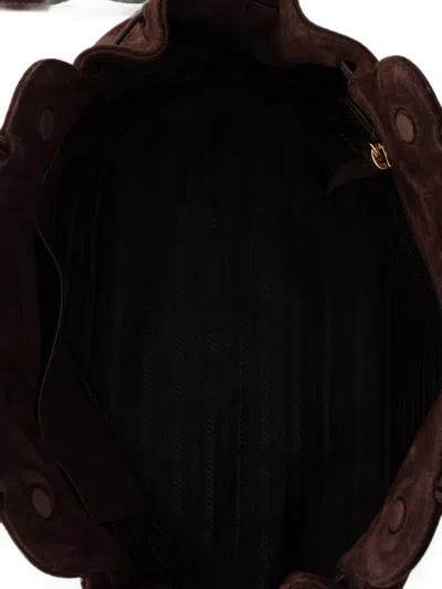 Prada Carry Medium Suede Bag In Brown
