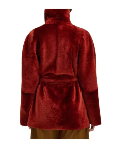 Ferragamo Reversible Shearling Jacket In Burgundy