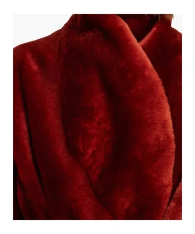 Ferragamo Reversible Shearling Jacket In Burgundy