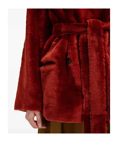 Ferragamo Reversible Shearling Jacket In Burgundy