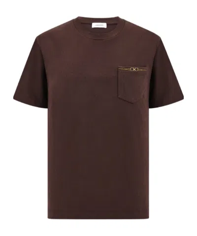 Ferragamo Jersey T-shirt In Brown