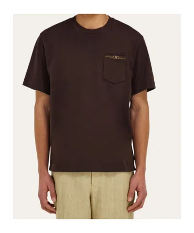 Ferragamo Jersey T-shirt In Brown