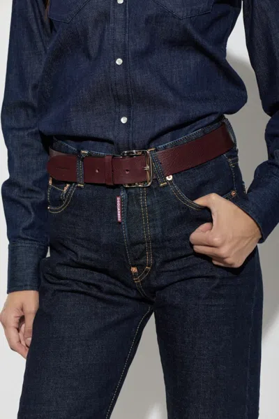 Dsquared2 Basic Belt In Wine Red