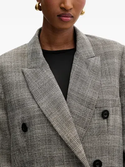 Silvian Heach Double-breasted Check Blazer In Gray