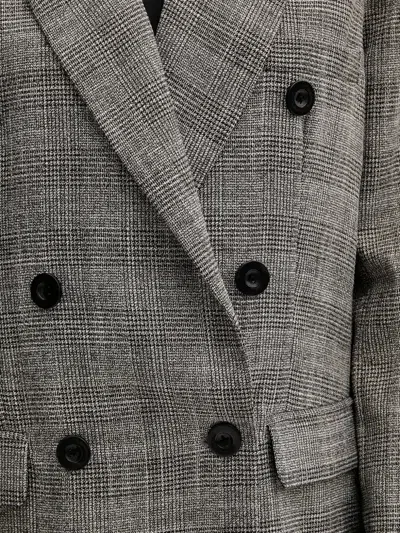 Silvian Heach Double-breasted Check Blazer In Gray