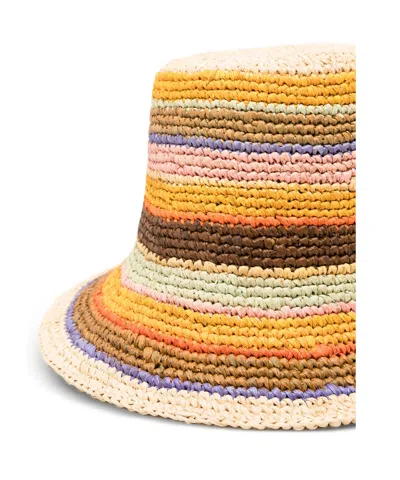 Zimmermann Raffia Striped Bucket Hat In Multi