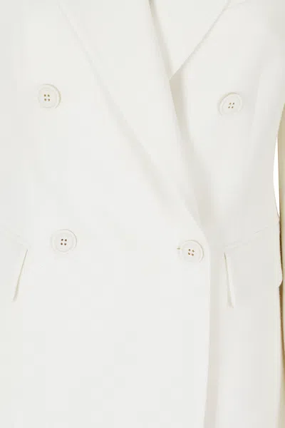 Eleventy Sand Double-breasted Peak Lapel Wool-blend Blazer In White