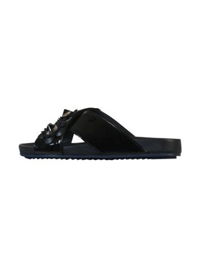 Shop Fendi Black Patent Leather Flats With Flowers