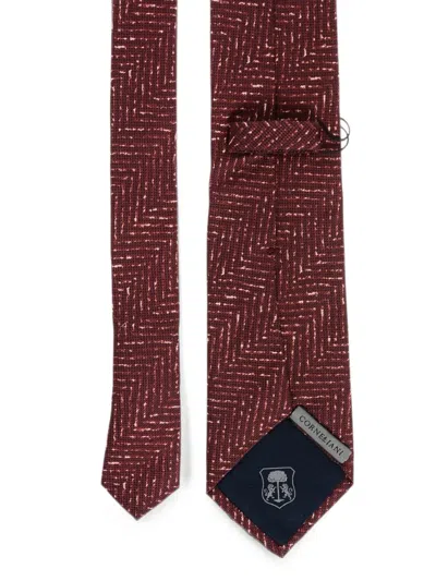 Corneliani Herringbone-pattern Tie In Burgundy