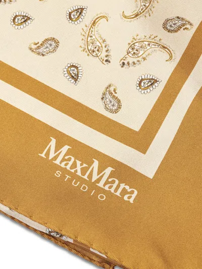 Max Mara Paisley-print Silk Scarf In Nude