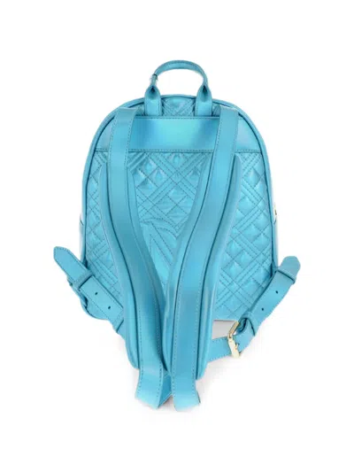 Moschino Quilted Laminated Backpack In Blue