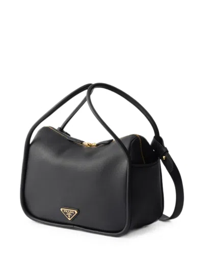 Prada Shoulder Bag Structured Shape Top Handle In Black