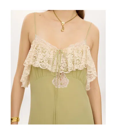 Chloé Chloe Lace-trim Silk-georgette Maxi Dress In Gold