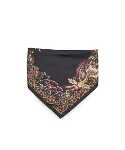 Etro Paisley Patterned Silk Scarf In Black