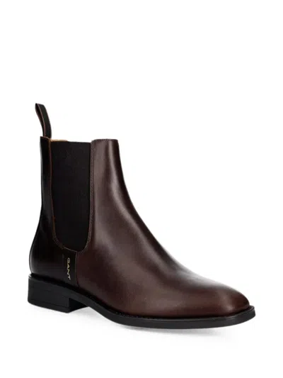 Gant Leather Elasticated-side Ankle Boots In Brown