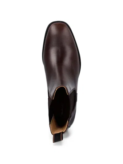 Gant Leather Elasticated-side Ankle Boots In Brown