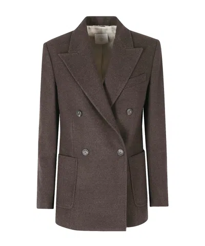 Eleventy Moro Double-breasted Peak Lapel Patch Pockets Wool Blazer In Animal Print