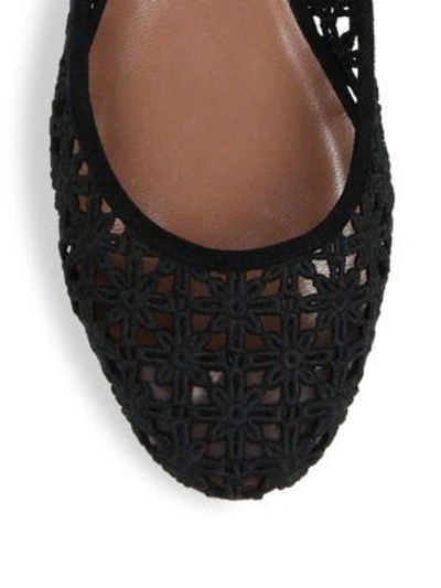 Shop Tabitha Simmons Daria Daisy Crochet Suede Flats In Black