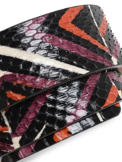 Dsquared2 Snakeskin-effect Abstract-pattern Belt In Multi