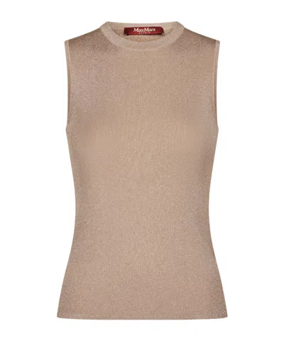 Max Mara Metallic-thread Ribbed Top In Neutral