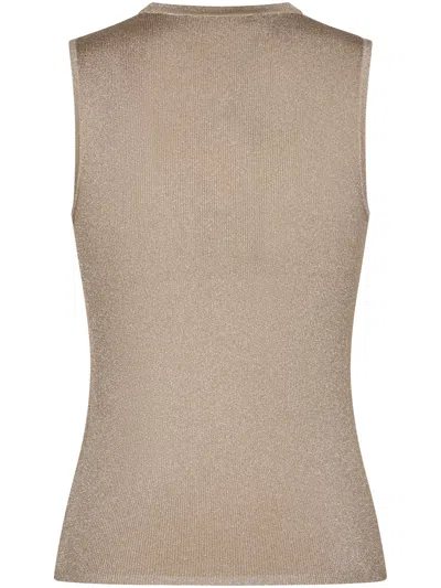 Max Mara Metallic-thread Ribbed Top In Neutral