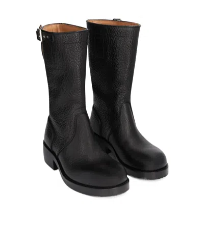 Dries Van Noten Mid Calf Boots Chunky Heel Closed Toe In Black