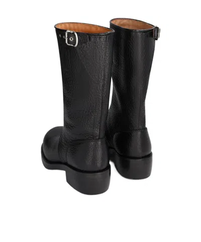 Dries Van Noten Mid Calf Boots Chunky Heel Closed Toe In Black