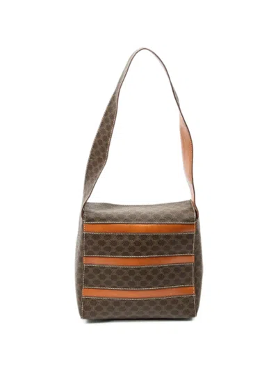 Celine Macadam Fold-over Shoulder Bag In Brown
