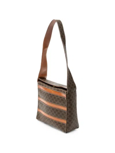 Celine Macadam Fold-over Shoulder Bag In Brown