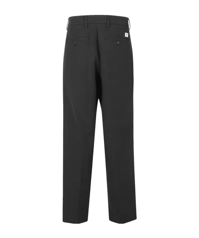 Department Five Wide Leg Pleated Technical Drill Pants In Black