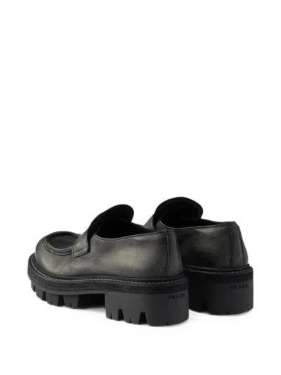 Prada Leather Loafers In Black