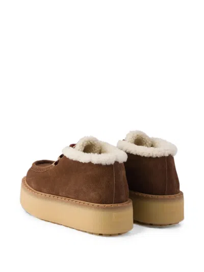 Prada Suede Chukka Boots With Shearling Lining In Black
