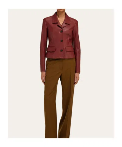 Ferragamo Cervo Single-breasted Leather Jacket In Red