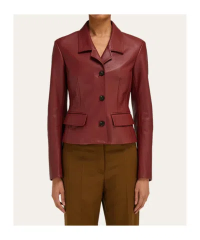 Ferragamo Cervo Single-breasted Leather Jacket In Red