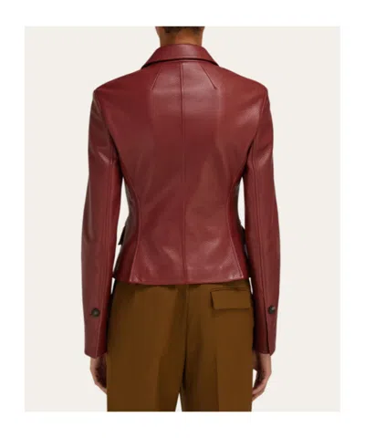 Ferragamo Cervo Single-breasted Leather Jacket In Red