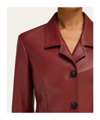 Ferragamo Cervo Single-breasted Leather Jacket In Red