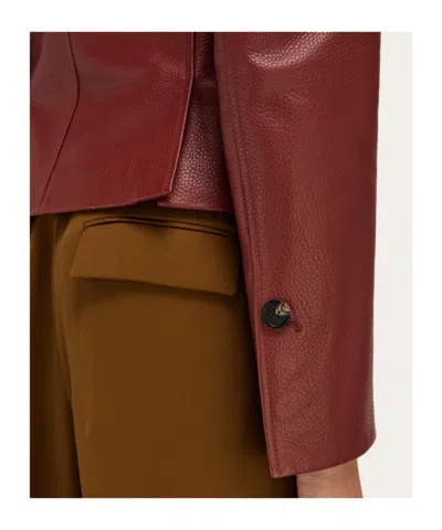 Ferragamo Cervo Single-breasted Leather Jacket In Red