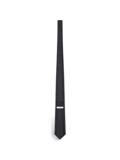 Lardini Micro-patterned Silk Tie In Black