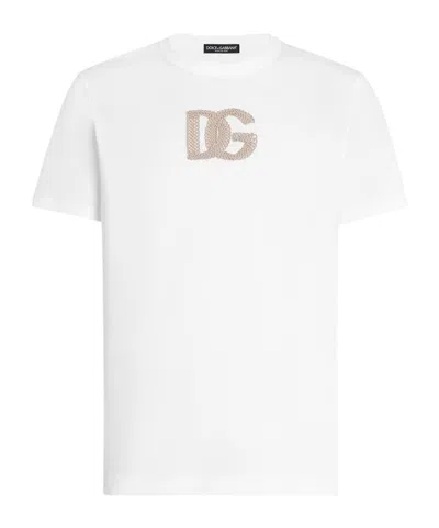 Dolce & Gabbana Cotton T-shirt With Patch Logo On The Front In White