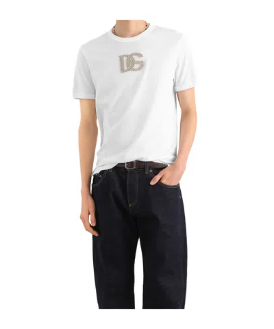 Dolce & Gabbana Cotton T-shirt With Patch Logo On The Front In White