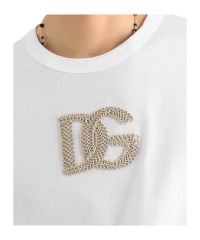 Dolce & Gabbana Cotton T-shirt With Patch Logo On The Front In White