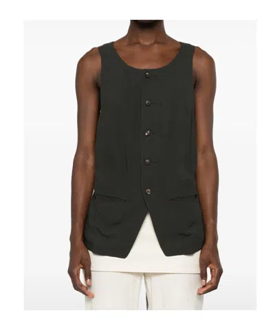 Ziggy Chen Patterned-panel Vest In Green
