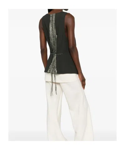Ziggy Chen Patterned-panel Vest In Green