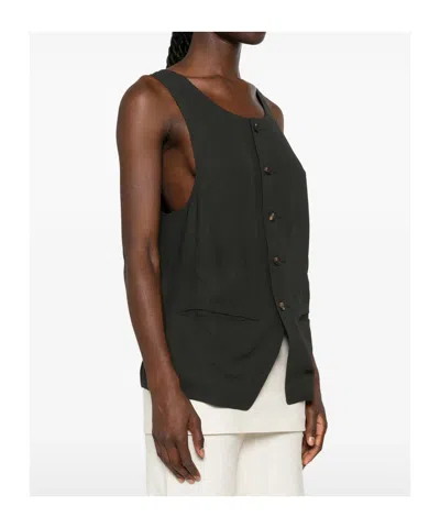 Ziggy Chen Patterned-panel Vest In Green