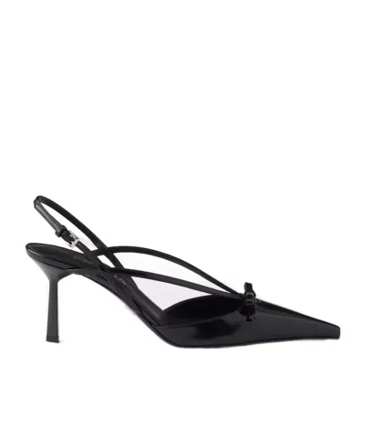 Prada Brushed Leather Slingback Pumps In Black