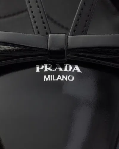 Prada Brushed Leather Slingback Pumps In Black