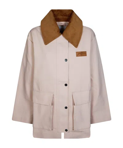 Ganni Multicolor Polyester Full-length Jacket In Brown