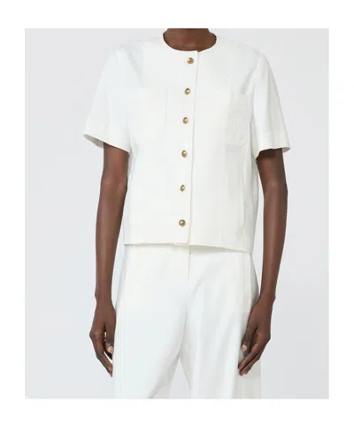Max Mara Crew Neck Jacket In White
