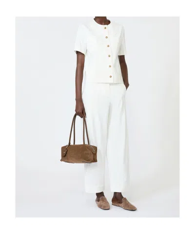 Max Mara Crew Neck Jacket In White